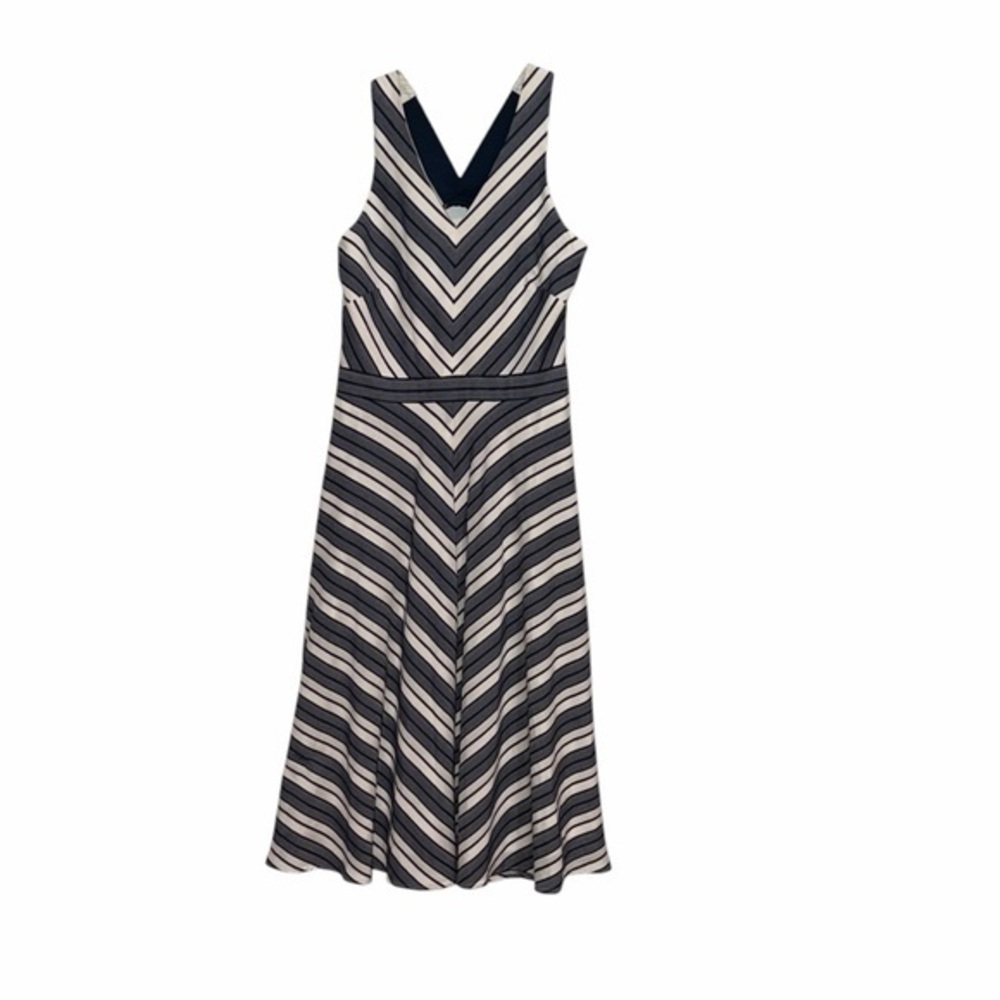 1901 Navy Striped Fit and Flare Dress Size 4 - Picture 1 of 9